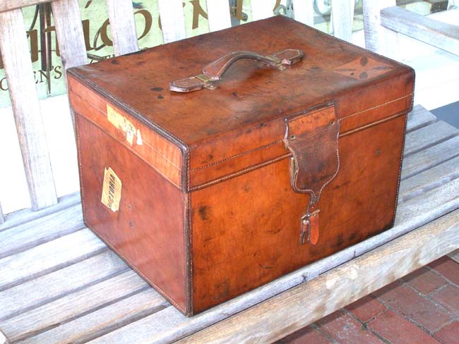 A Beautiful 19th century English Gentleman's Leather Hat Box by Finnigan's of Manchester